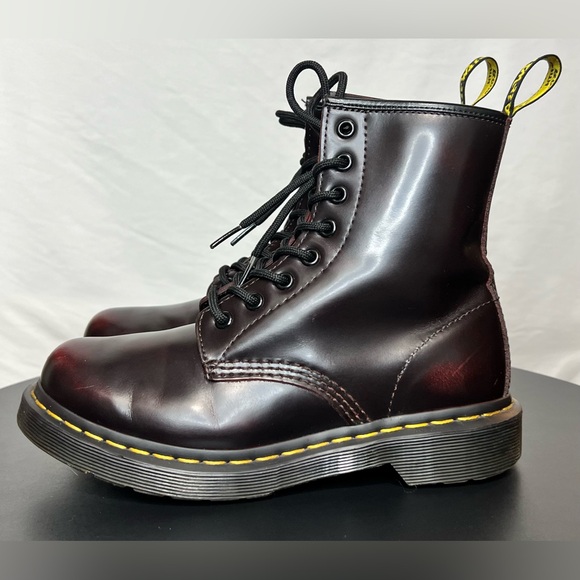 Dr Doc Martens 1460 Cherry Red Arcadia Leather Combat Boots STUNNING - Picture 12 of 16